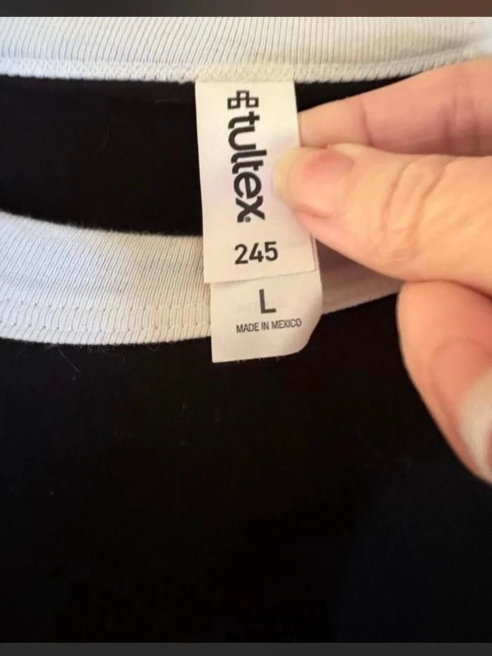 Tultex Black Body White Raglan Sleeve Graphic Long Sleeve Tee
